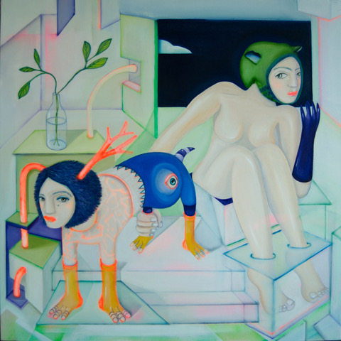 PURPLE GLOVE OLEO SOBRE ALGODON 92X92 CM 2022 2100 EUROS
