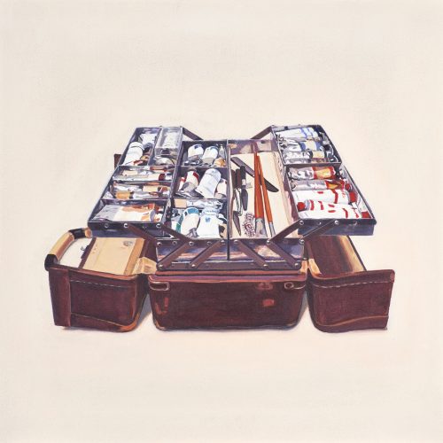 03.Bodegón Georgia O’keeffe, 2021. Acrílico/ tela. 61x61 cm.