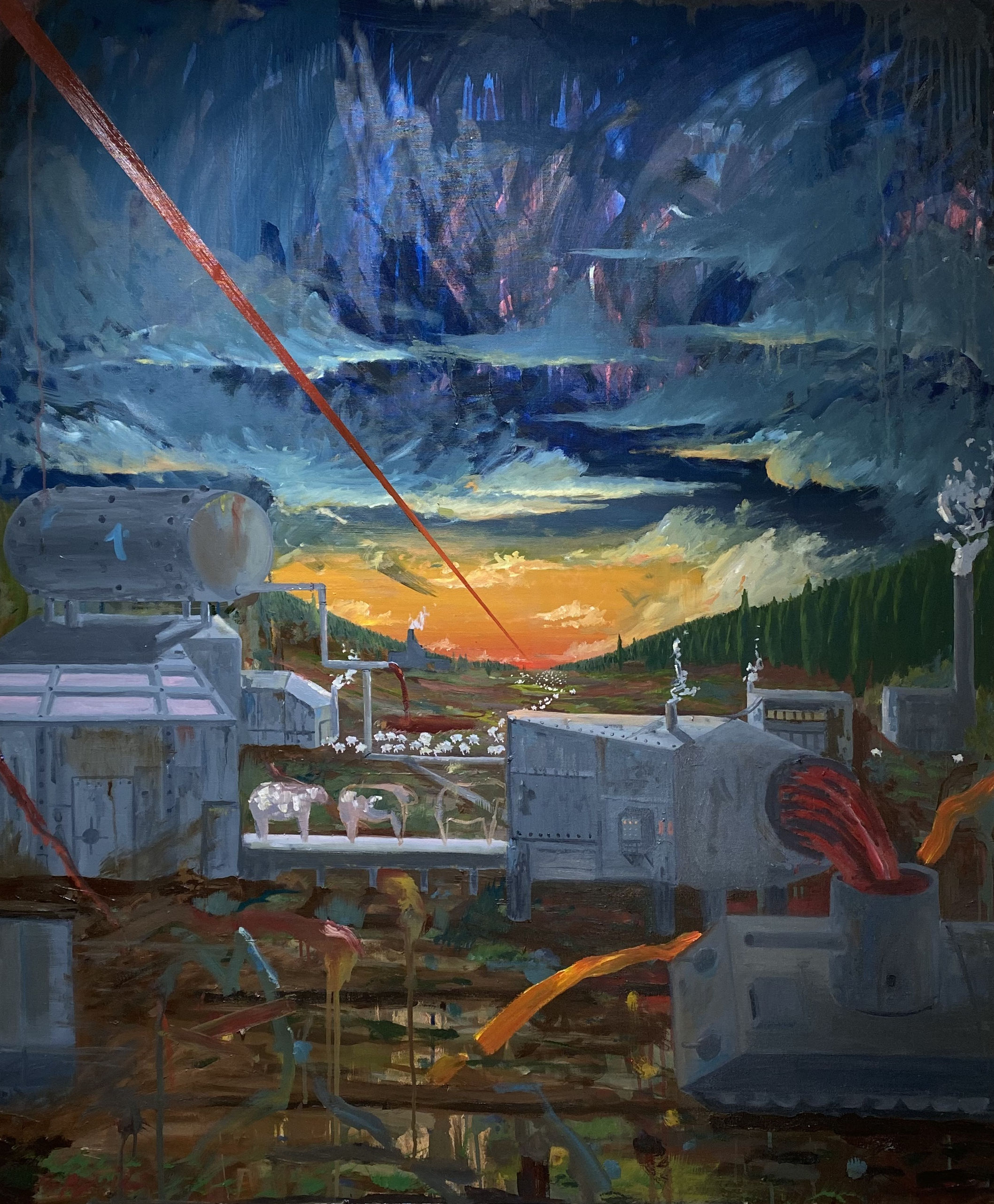 Pau Aguiló Hernández Escorxador, 2023 Óleo sobre lienzo 120 x 100 cm
