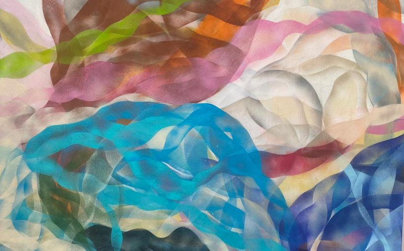 Mercedes Elizalde. Lo que aparece y se va, 2021. 160 x 160 cm. Pintura acrílica sobre lienzo.