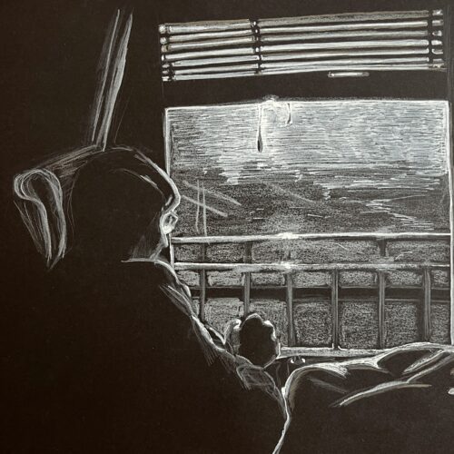 Alicia Jiménez Mother sewing, 2023-2024 Mixed media on paper 38 x 30 cm