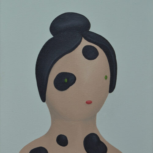 osalía Banet HUMANOANIMAL 1, 2025. Óleo y acrílico sobre lienzo. 27x22 cm.