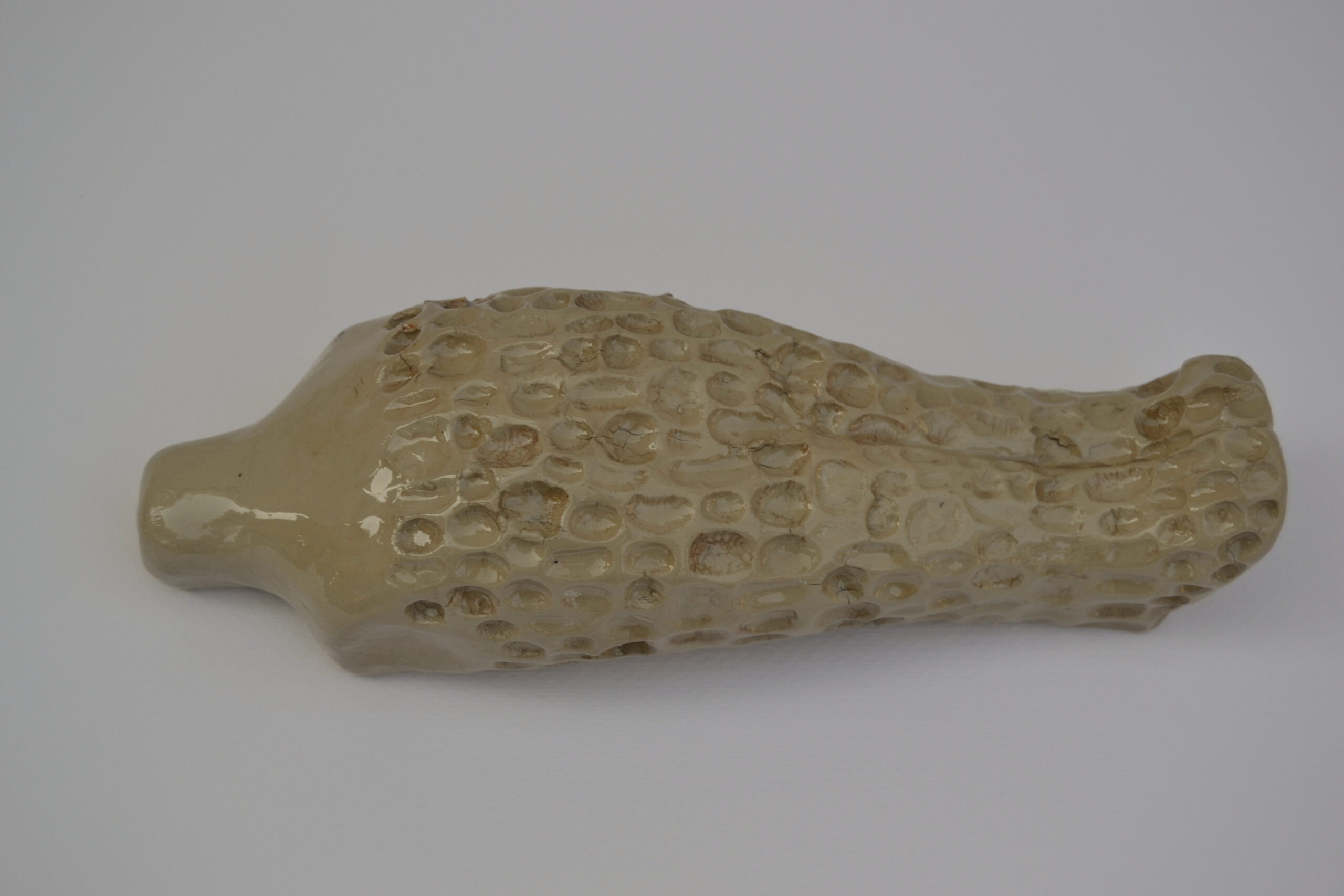 Rosalía Banet Sirena de tierra, 2025. Barro y resina de epoxi. 5x23x7 cm.