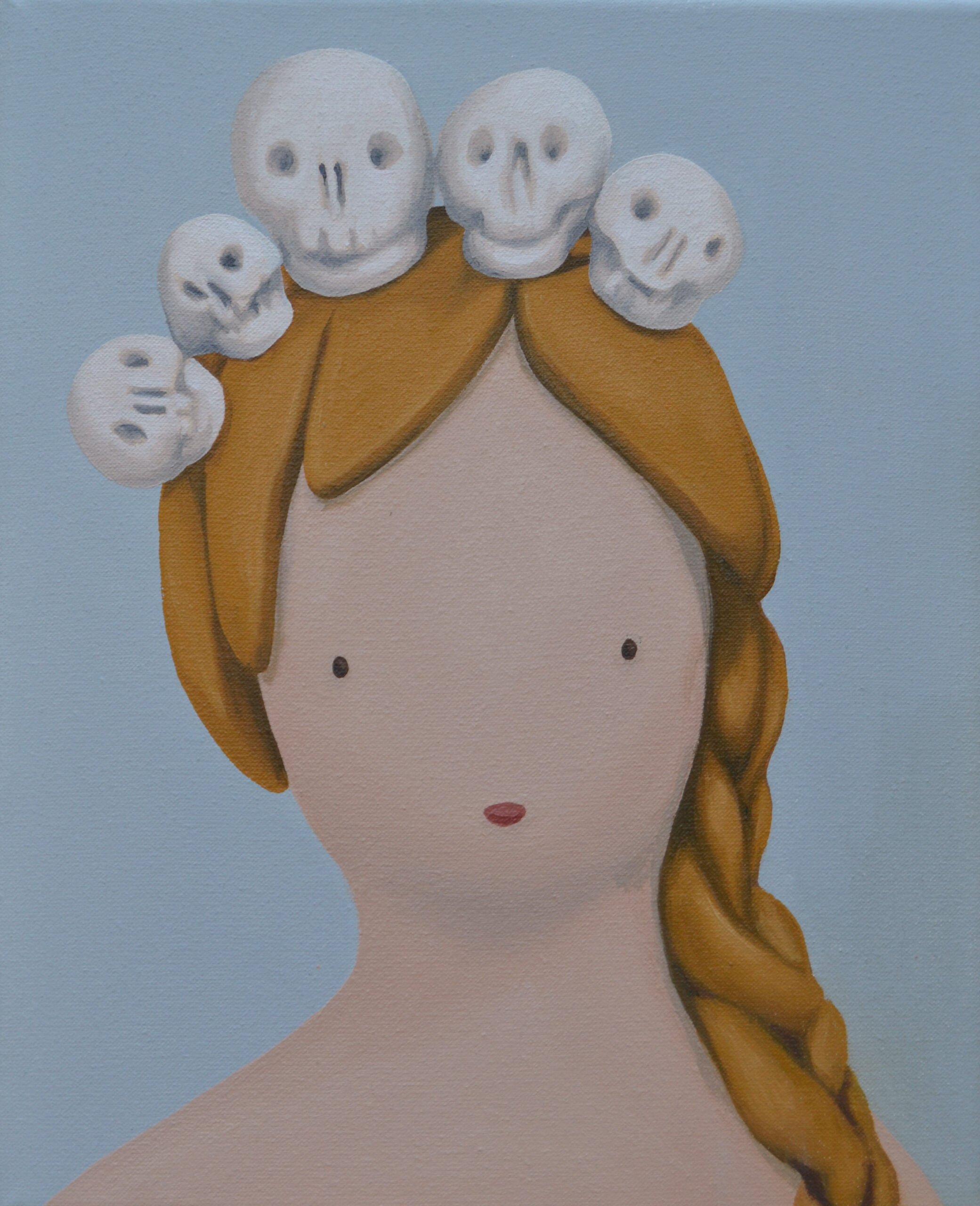 Rosalía Banet Sobre mi cabeza (ancestros), 2025. Óleo y acrílico sobre lienzo. 27x22 cm.